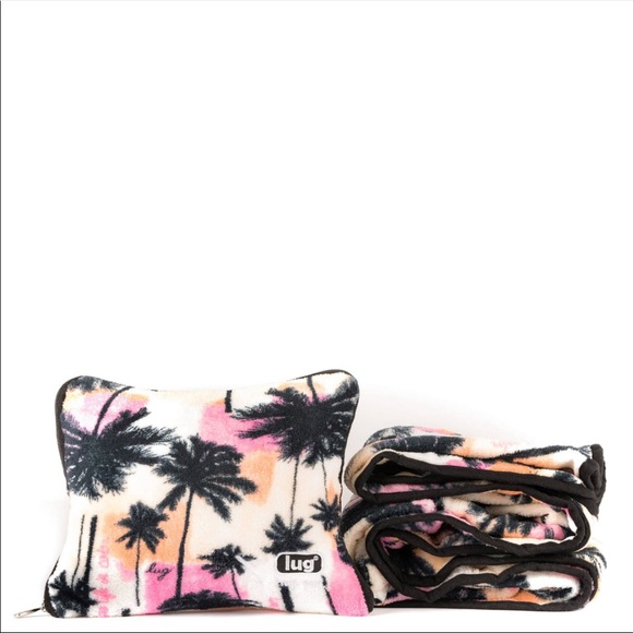 lug Accessories Lug Travel Nap Sac Blanket Pillow Travel Set In Palm Sunset New With Tags